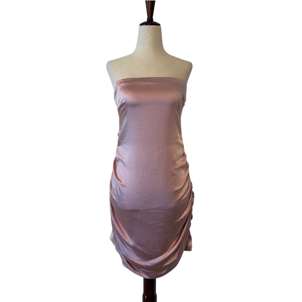 NWOT Princess Polly Shaila Strapless Ruched Mini Dress, Pink, Size 10 *W/ FLAW*